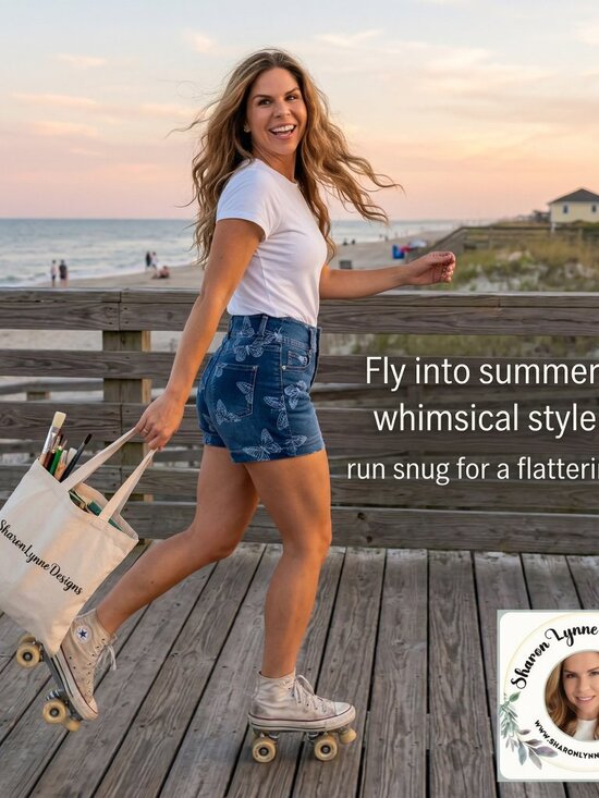 No Boundaries Pants - 🦋 No Boundaries Butterfly Print Jean Shorts – Size 9 (Fits Like 7) 💙🤍